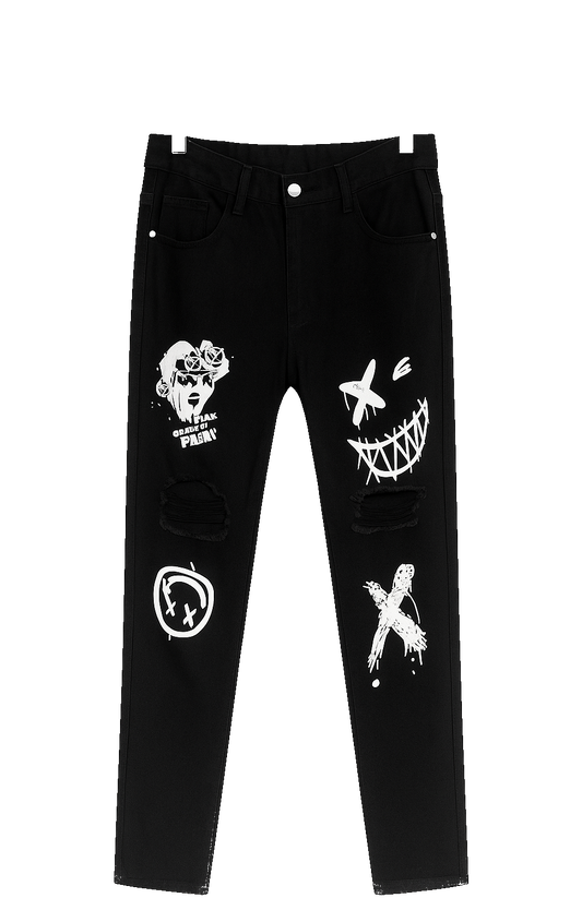 1/1 Black Graffiti jeans